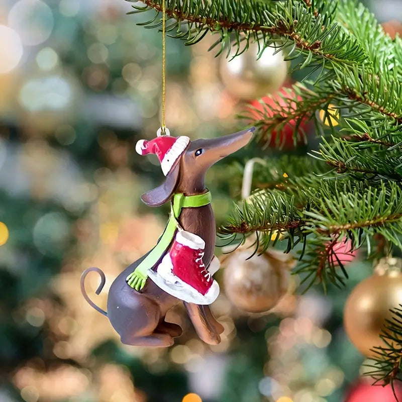 7pcs Dachshund Dog Christmas Ornaments Set