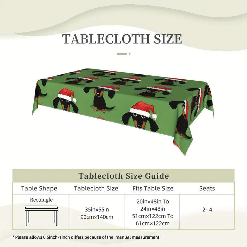 Santa Dachshund Christmas Tablecloth
