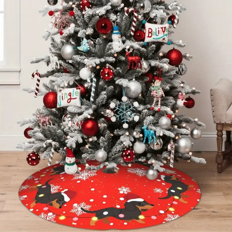 Red Dachshund Christmas Tree Skirt