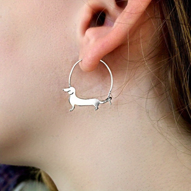 Charming Dachshund Hoop Earrings