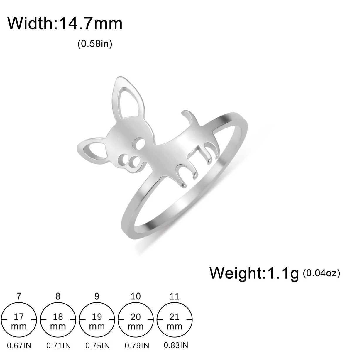 Chihuahua Dog Shape Rings