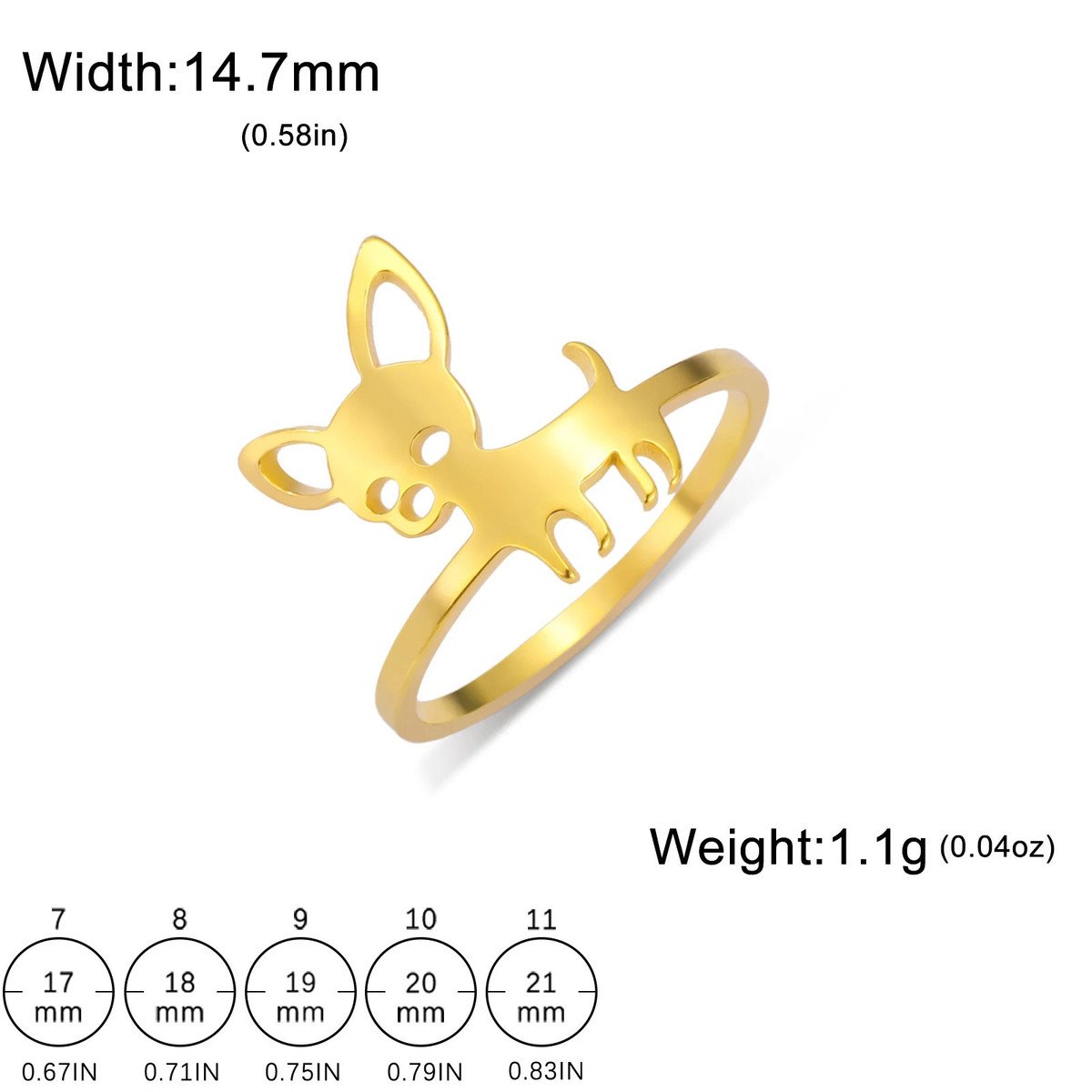 Chihuahua Dog Shape Rings