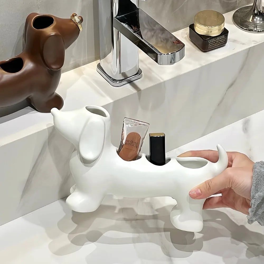 Dachshund Ceramic Toothbrush Holder