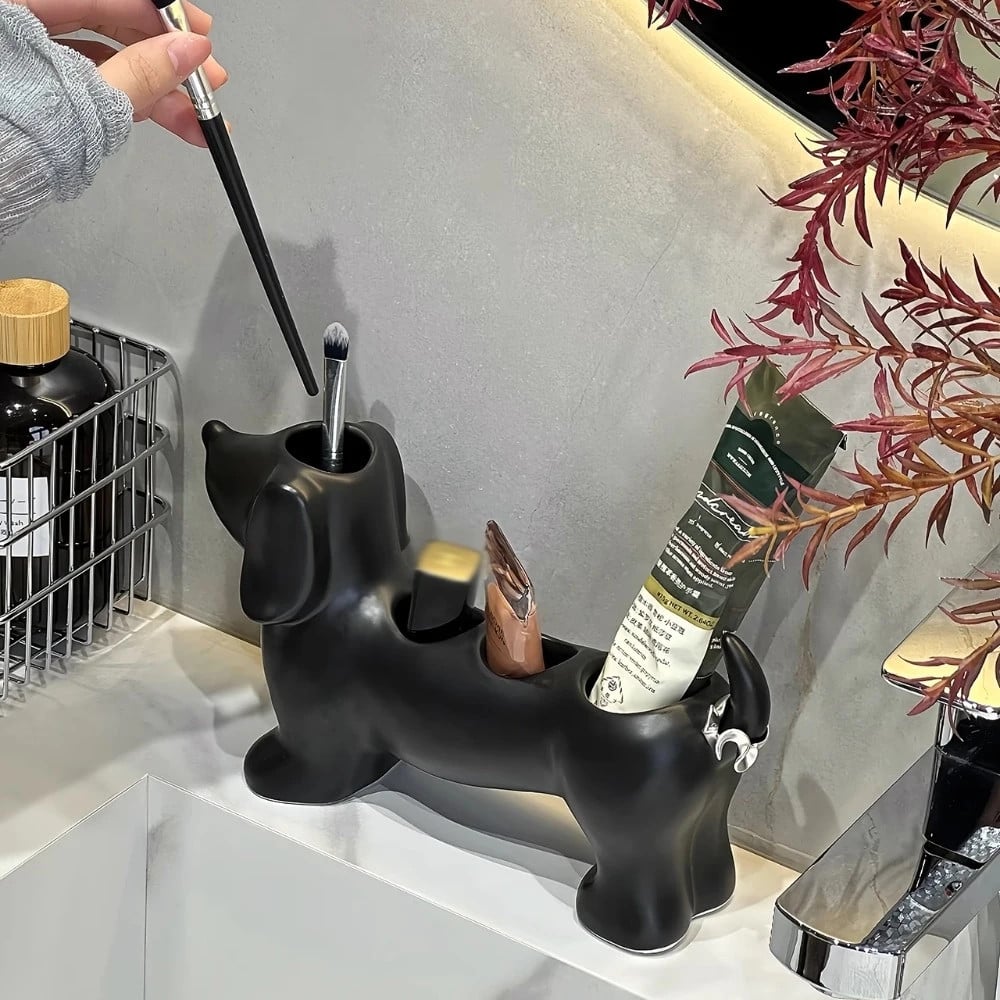 Dachshund Ceramic Toothbrush Holder