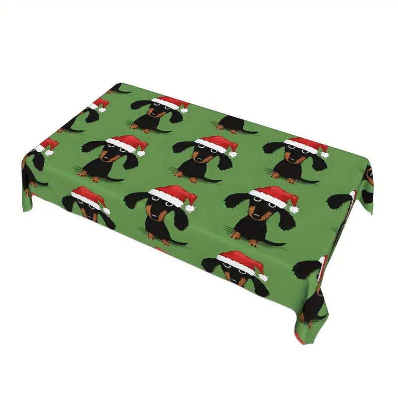 Santa Dachshund Christmas Tablecloth
