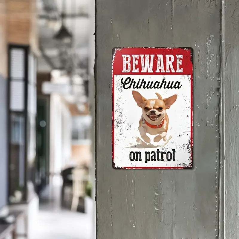 Metal Chihuahua Warning Sign