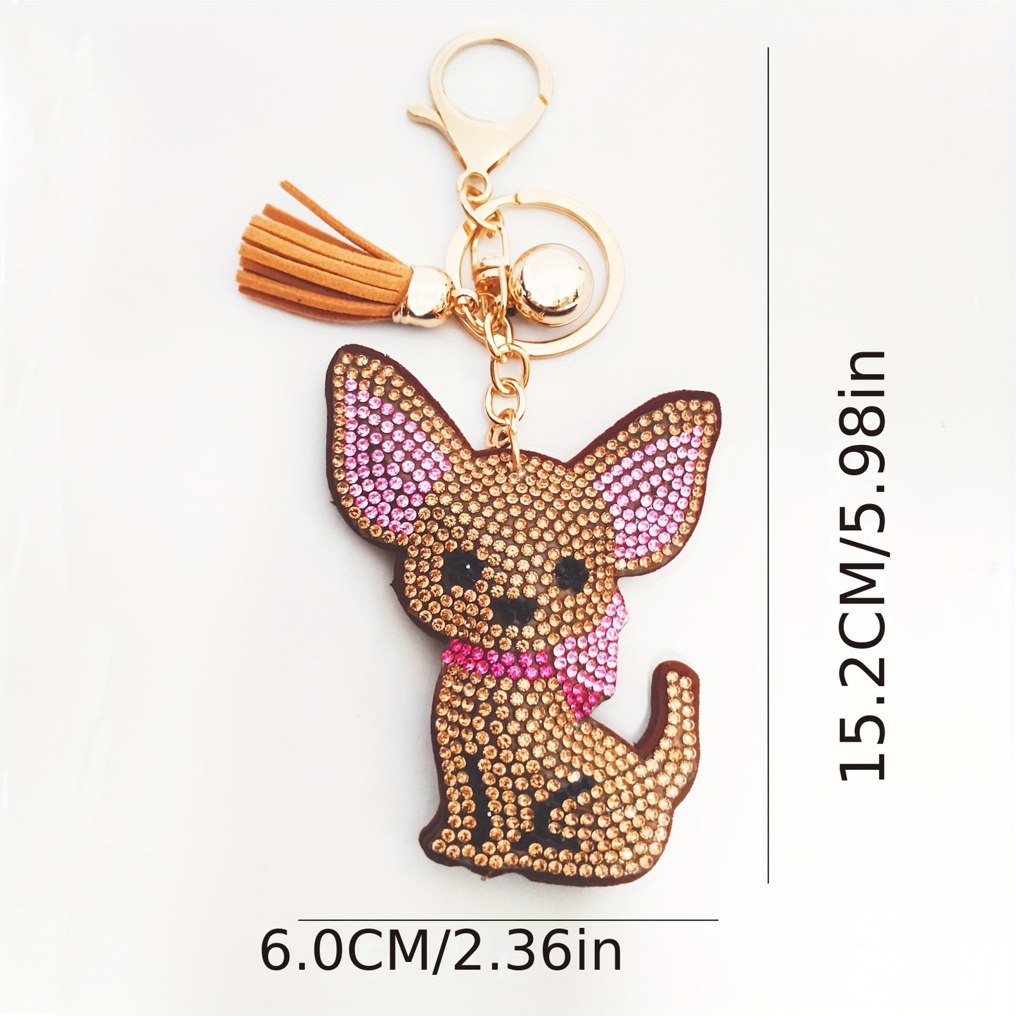 Cute Chihuahua Rhinestone Keychain
