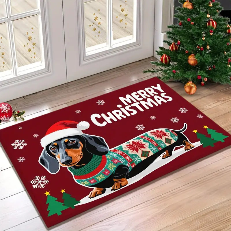 Christmas Dachshund Welcome Doormat