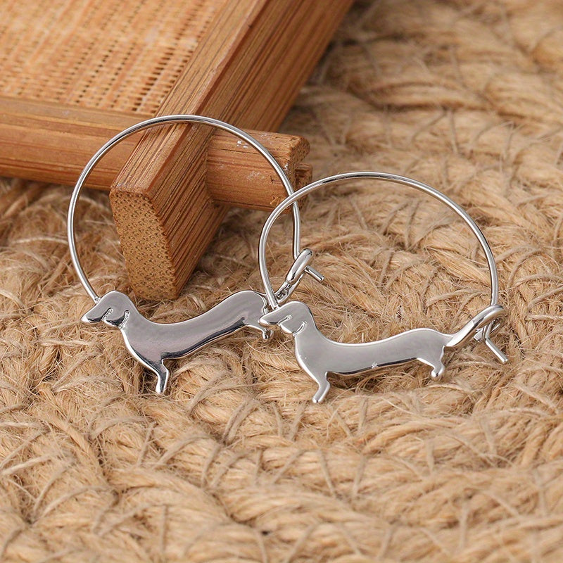 Charming Dachshund Hoop Earrings