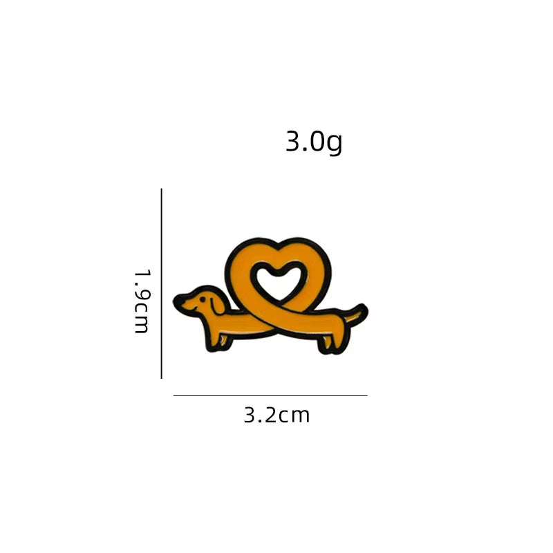 Cartoon Dachshund Love Brooch School Bag Decoration Clothes Matching Accessories Cute Alloy Oil Dripping Horse Pin Badge