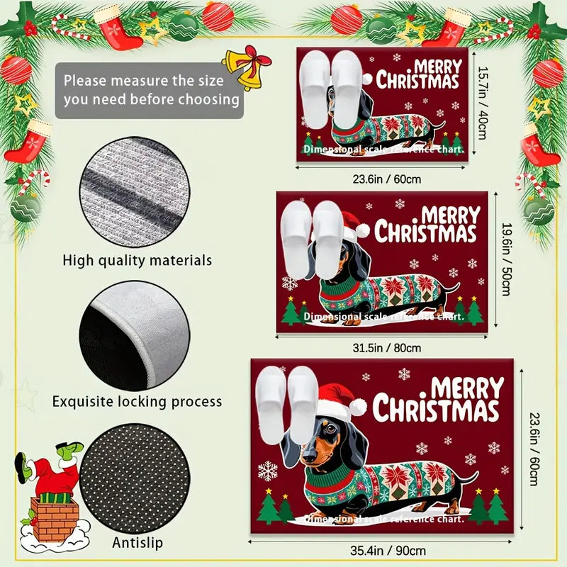 Christmas Dachshund Welcome Doormat
