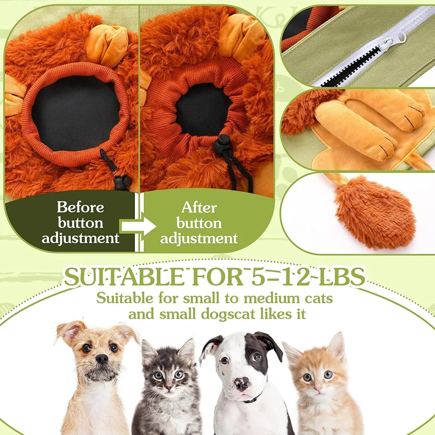Lion-Shaped Pet Canvas Shoulder Bag