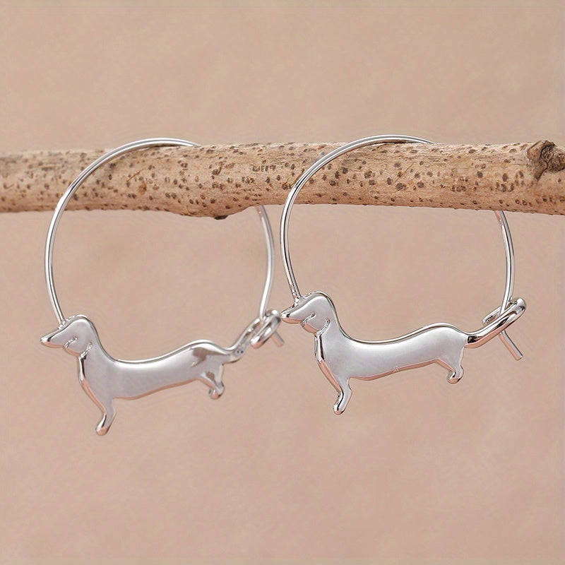 Charming Dachshund Hoop Earrings