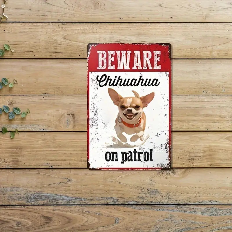 Metal Chihuahua Warning Sign