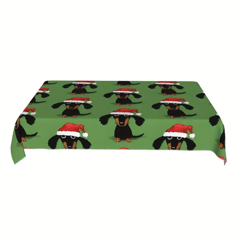Santa Dachshund Christmas Tablecloth