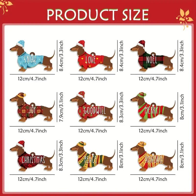 18pcs Christmas Dachshund Paper Ornaments