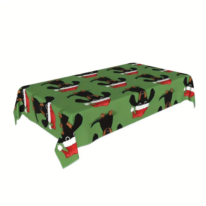 Santa Dachshund Christmas Tablecloth