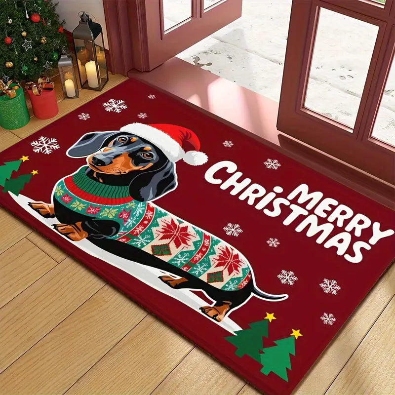 Christmas Dachshund Welcome Doormat