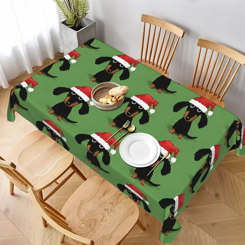 Santa Dachshund Christmas Tablecloth