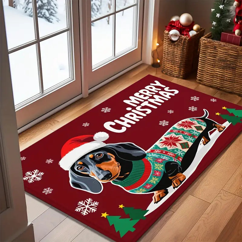 Christmas Dachshund Welcome Doormat