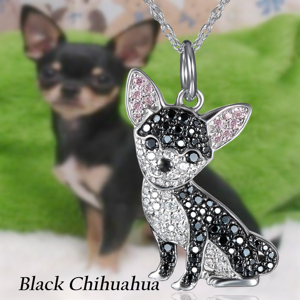Black Chihuahua Dog Pendant Necklace