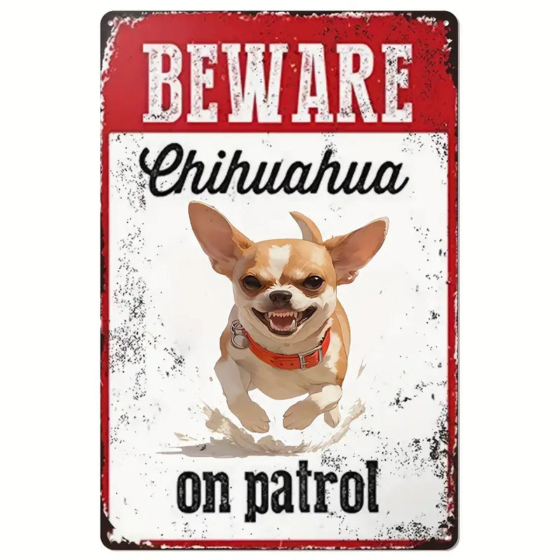 Metal Chihuahua Warning Sign