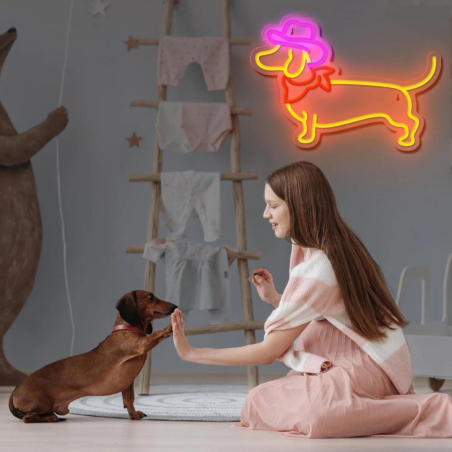 Dachshund Reindeer Neon Sign