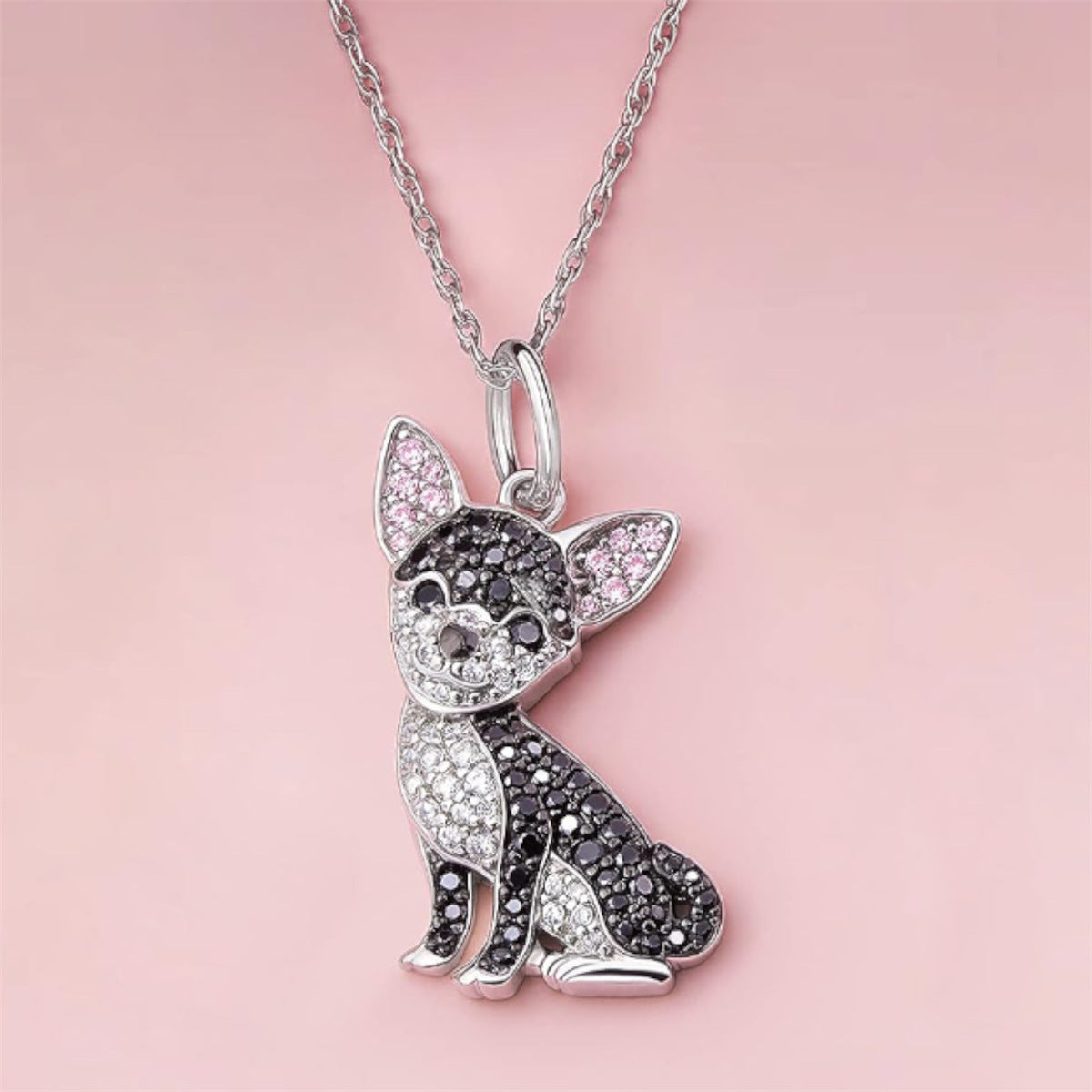 Black Chihuahua Dog Pendant Necklace