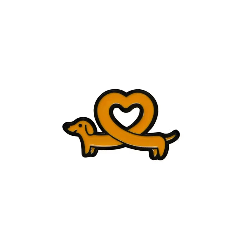 Cartoon Dachshund Love Brooch School Bag Decoration Clothes Matching Accessories Cute Alloy Oil Dripping Horse Pin Badge