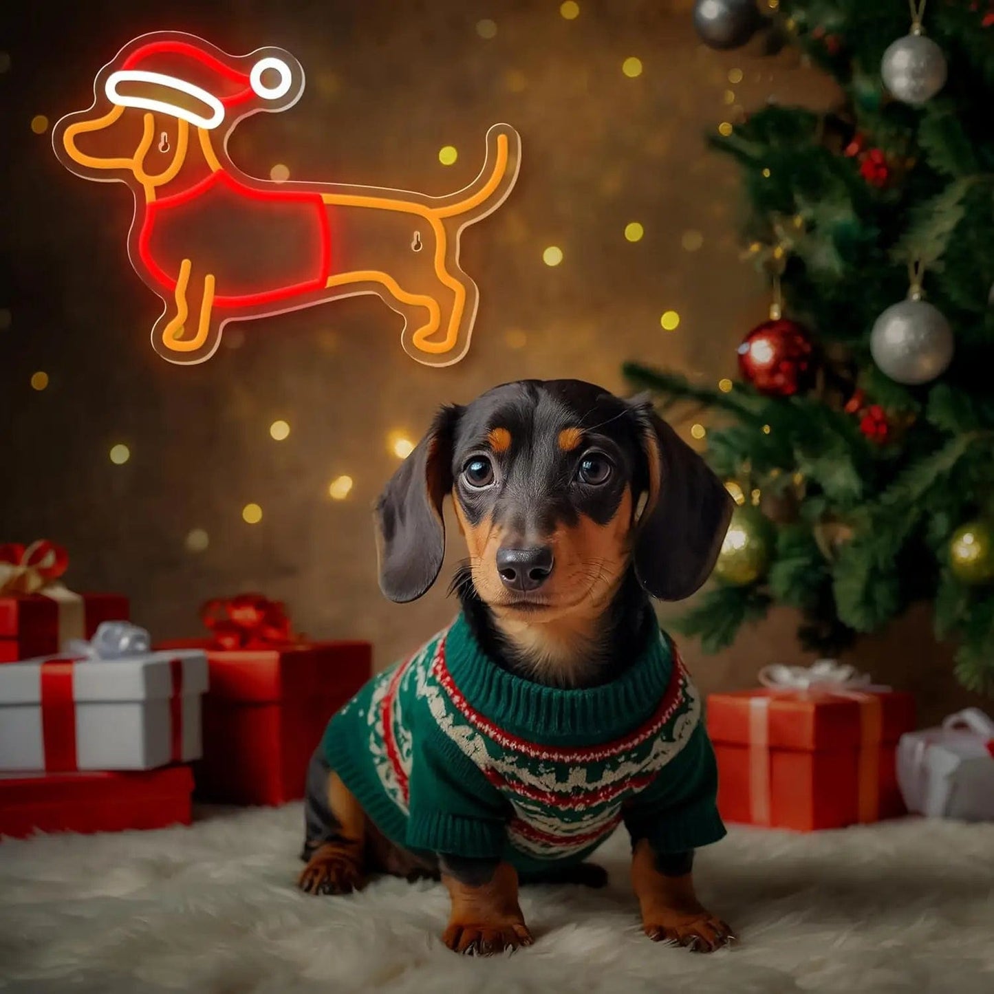 Dachshund Reindeer Neon Sign
