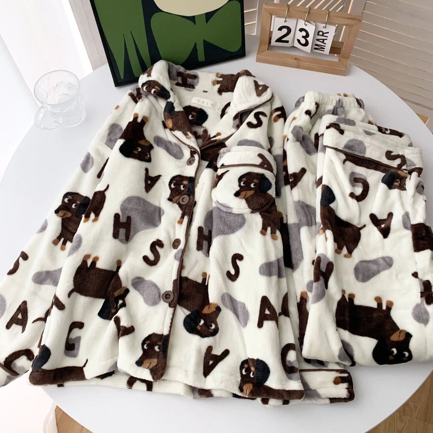 Wiener Dog Fleece Pajama Set