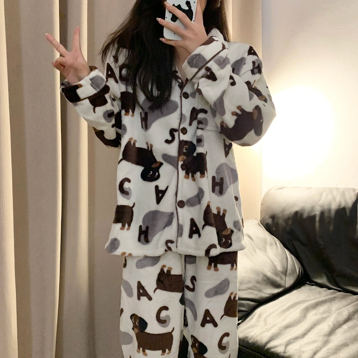Wiener Dog Fleece Pajama Set