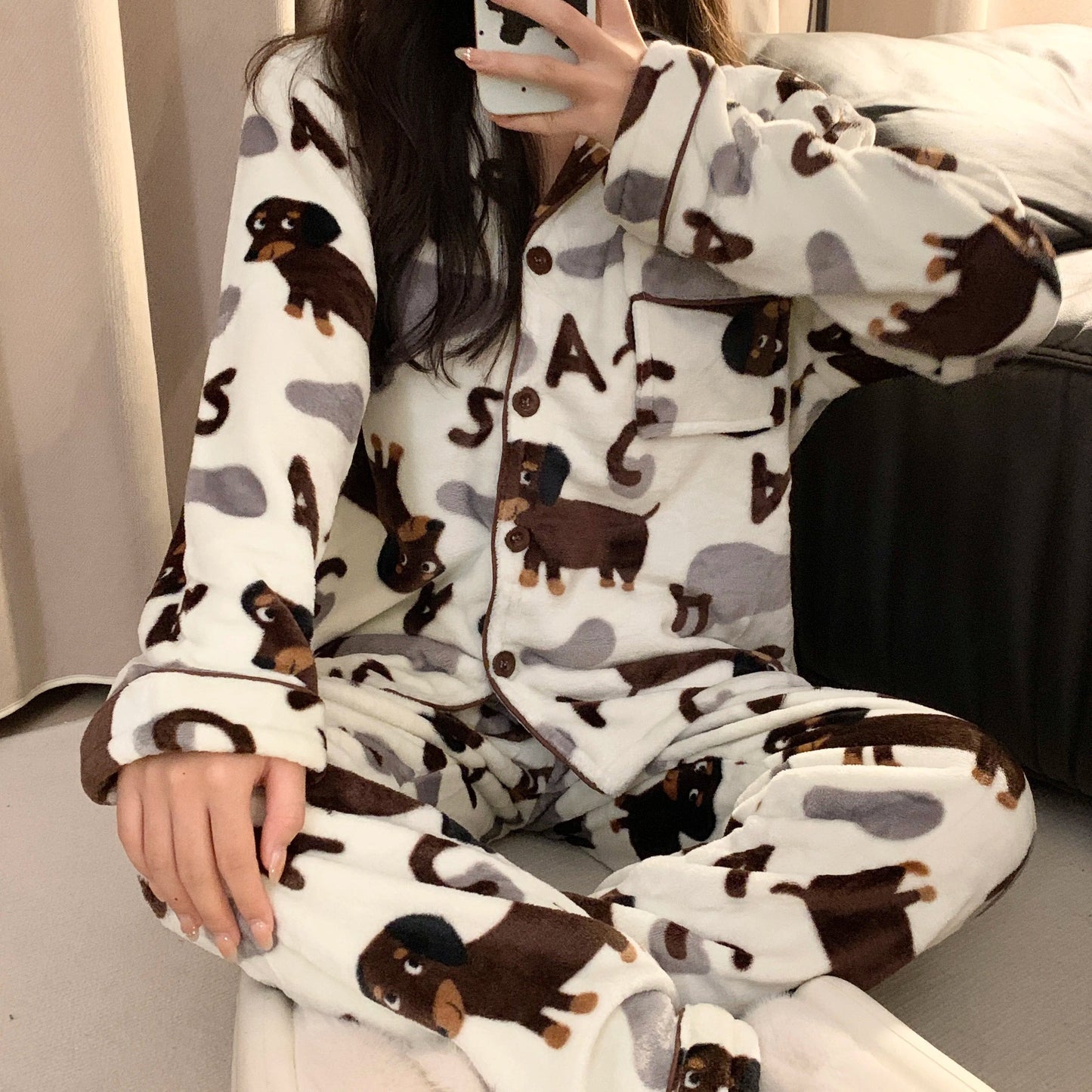 Wiener Dog Fleece Pajama Set