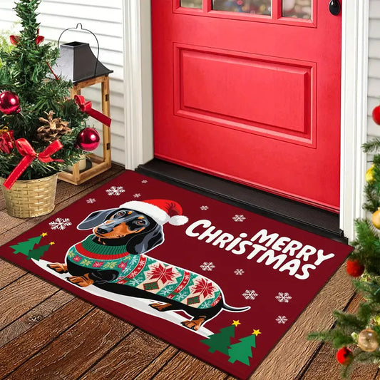 Christmas Dachshund Welcome Doormat