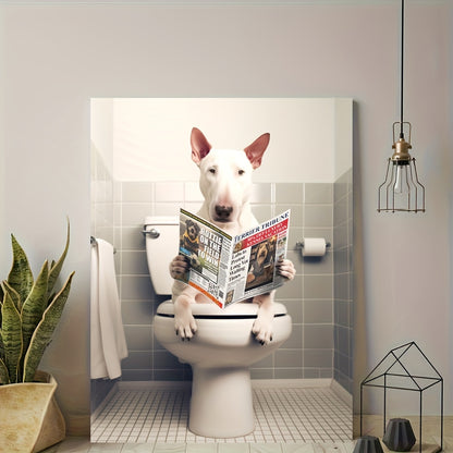 Funny Bull Terrier Reading Canvas Art