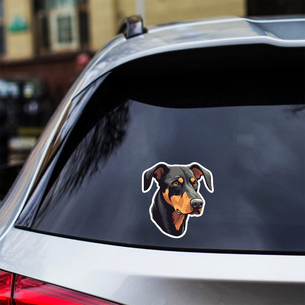 Floppy-Eared Doberman Car Decal