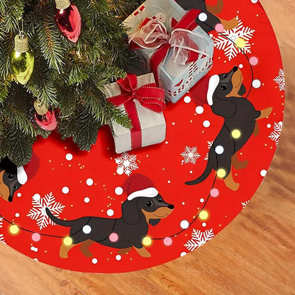 Red Dachshund Christmas Tree Skirt