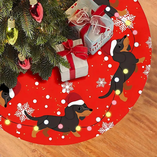 Red Dachshund Christmas Tree Skirt