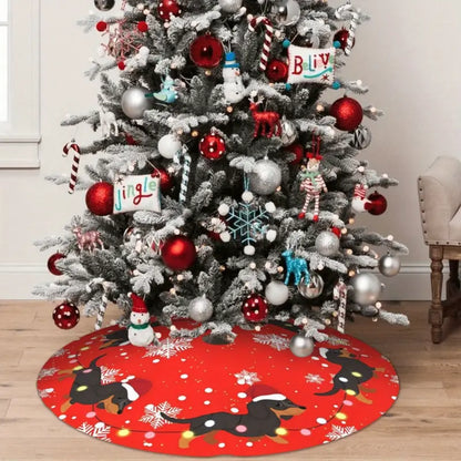 Red Dachshund Christmas Tree Skirt