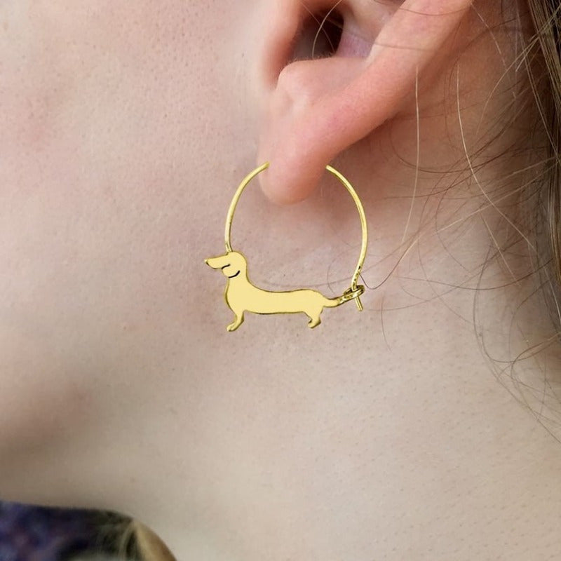 Charming Dachshund Hoop Earrings