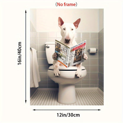 Funny Bull Terrier Reading Canvas Art