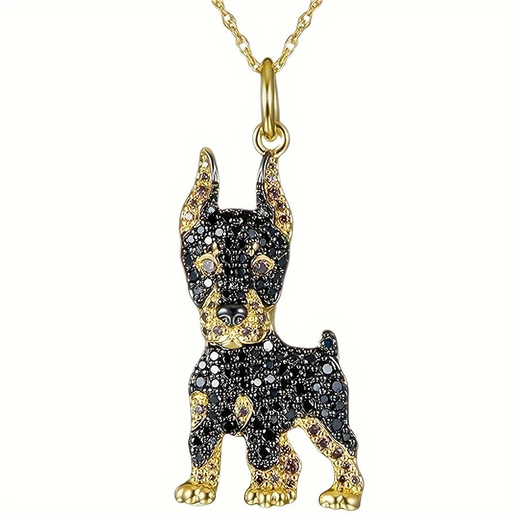 Elegant Doberman Dog Pendant Necklace