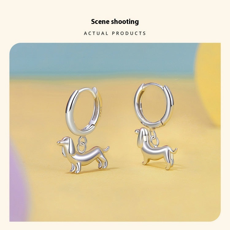 Cute Sausage Dog 925 Silver Earrings