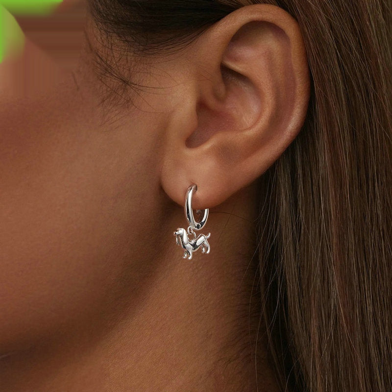 Cute Sausage Dog 925 Silver Earrings