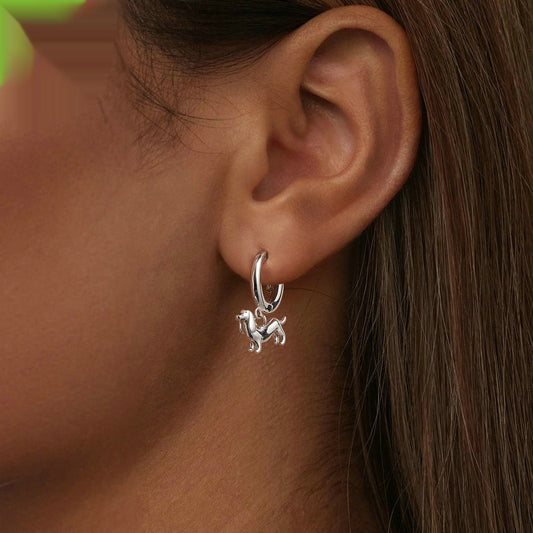 Cute Sausage Dog 925 Silver Earrings