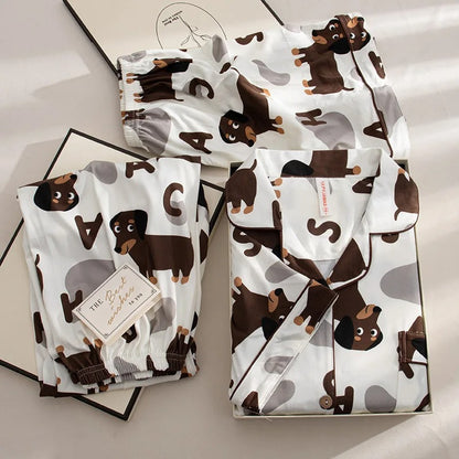 Cute Dachshund Print Women's Pajama Set - Spring/Summer 2024