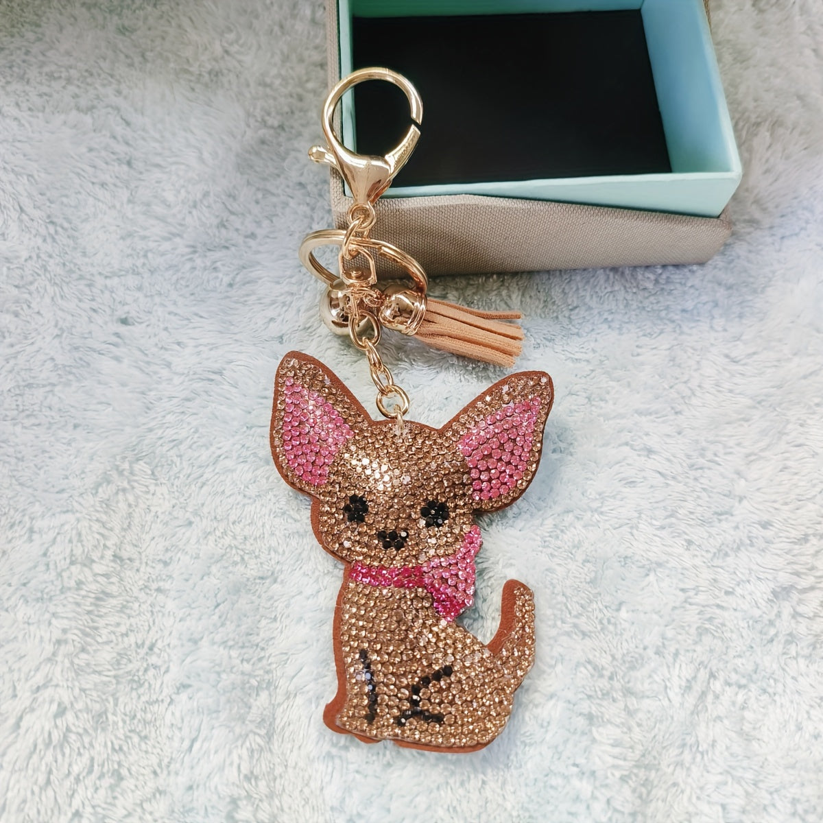 Cute Chihuahua Rhinestone Keychain