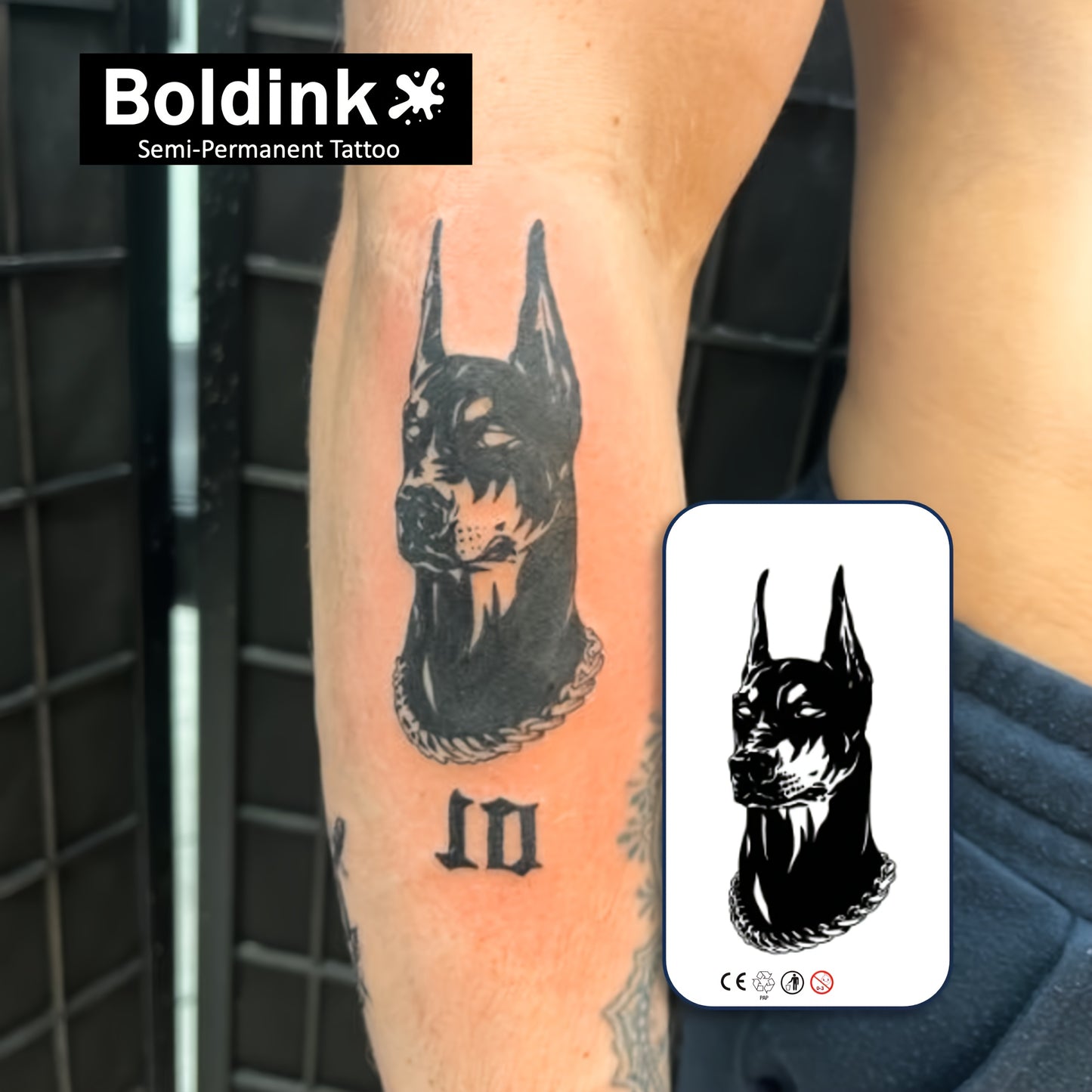 Doberman Dog Semi-Permanent Tattoos