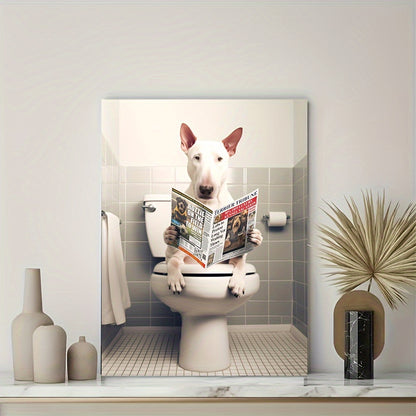 Funny Bull Terrier Reading Canvas Art