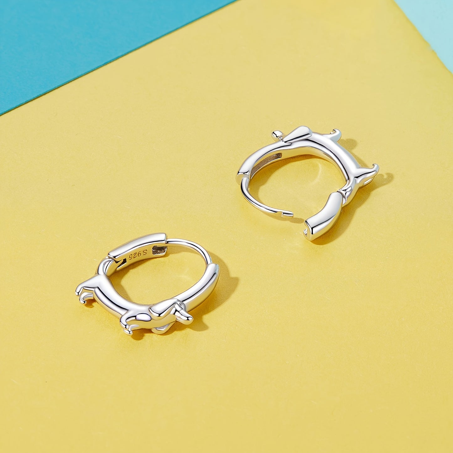 Elegant Dachshund Design Hoop Earrings - Sterling Silver